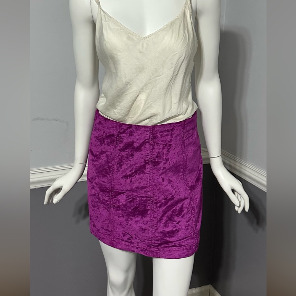Free People Mini Skirt Fuschia Pink‎ Velvet Whimsygoth Goth Size 6